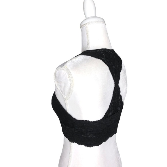 Free People Intimately black flower lace triangle bra bralette racerback small - Picture 5 of 13